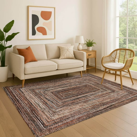 Addison Rugs Mayfield Premium Machine Washable Transitional Geometric Terracotta Rectangle Rug, 3' x 5'