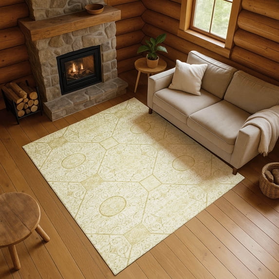 Addison Rugs Mayfield Premium Machine Washable Transitional Geometric Wheat Rectangle Rug, 5' x 7'6"