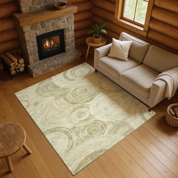 Addison Rugs Mayfield Premium Machine Washable Transitional Geometric Wheat Rectangle Rug, 5' x 7'6"