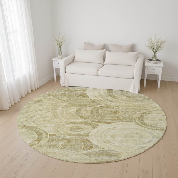 Addison Rugs Mayfield Premium Machine Washable Transitional Geometric Wheat Round Rug, 8' x 8'