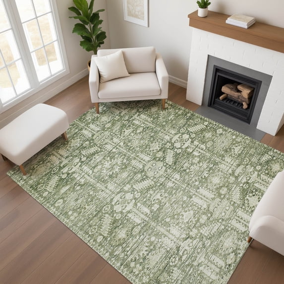 Addison Rugs Mayfield Premium Machine Washable Transitional Global Aloe Rectangle Rug, 3' x 5'