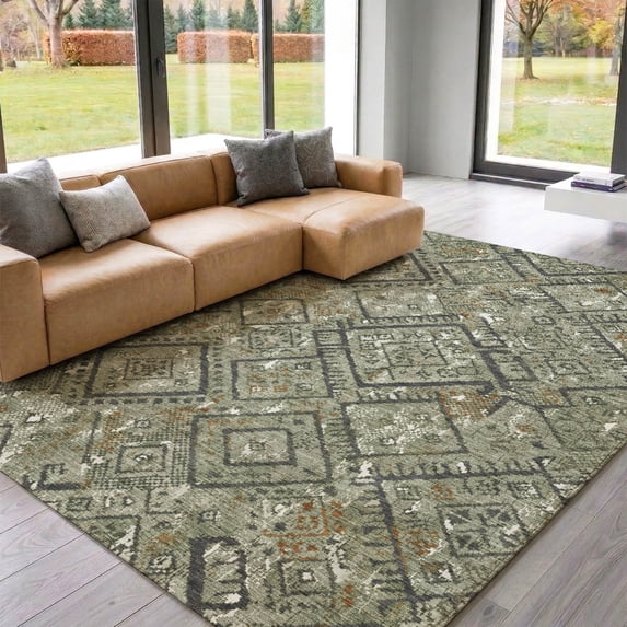 Addison Rugs Mayfield Premium Machine Washable Transitional Global Basil Rectangle Rug, 10' x 14'