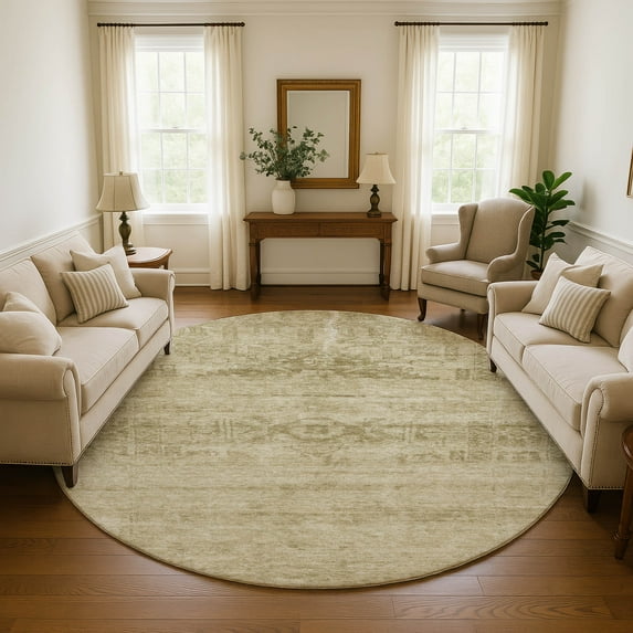 Addison Rugs Mayfield Premium Machine Washable Transitional Global Beige Round Rug, 8' X 8' Machine Washable Transitional Global Beige Oversized Sherpa Throw Blanket
