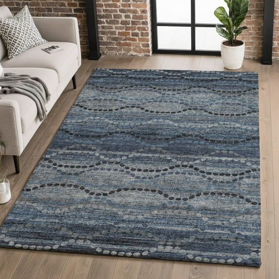 Addison Rugs Mayfield Premium Machine Washable Transitional Gradient Navy Rectangle Rug, 8' X 10' Machine Washable Transitional Gradient Navy Oversized Sherpa Throw Blanket