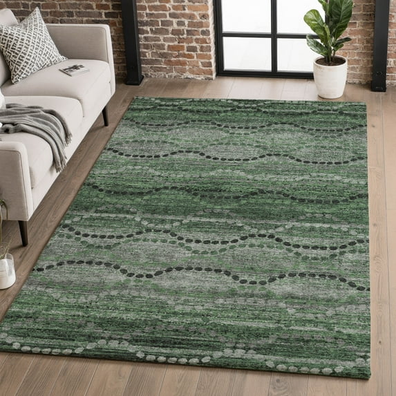 Addison Rugs Mayfield Premium Machine Washable Transitional Gradient Olive Rectangle Rug, 9' x 12'