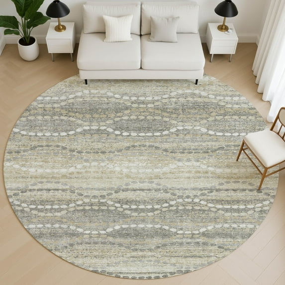 Addison Rugs Mayfield Premium Machine Washable Transitional Gradient Pewter Round Rug, 8' X 8' Machine Washable Transitional Gradient Pewter Oversized Sherpa Throw Blanket