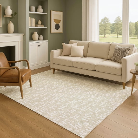 Addison Rugs Mayfield Premium Machine Washable Transitional Holiday Beige Rectangle Rug, 3' x 5'