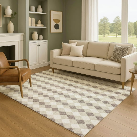 Addison Rugs Mayfield Premium Machine Washable Transitional Holiday Beige Rectangle Rug, 3' x 5'
