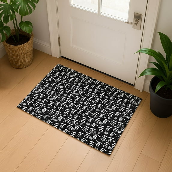 Addison Rugs Mayfield Premium Machine Washable Transitional Holiday Black Rectangle Rug, 1'8" x 2'6"