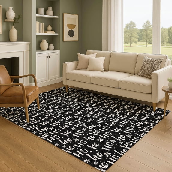Addison Rugs Mayfield Premium Machine Washable Transitional Holiday Black Rectangle Rug, 3' x 5'