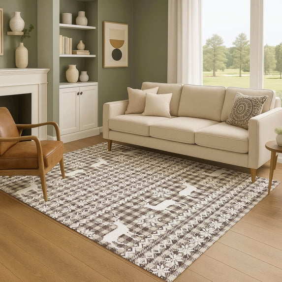 Addison Rugs Mayfield Premium Machine Washable Transitional Holiday Brown Rectangle Rug, 8' x 10'