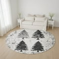thumbnail image 1 of Addison Rugs Mayfield Premium Machine Washable Transitional Holiday Christmas Tree Gray Round Rug, 8' x 8', 1 of 6