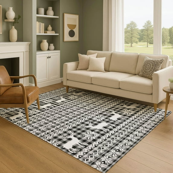 Addison Rugs Mayfield Premium Machine Washable Transitional Holiday Gray Rectangle Rug, 3' x 5'