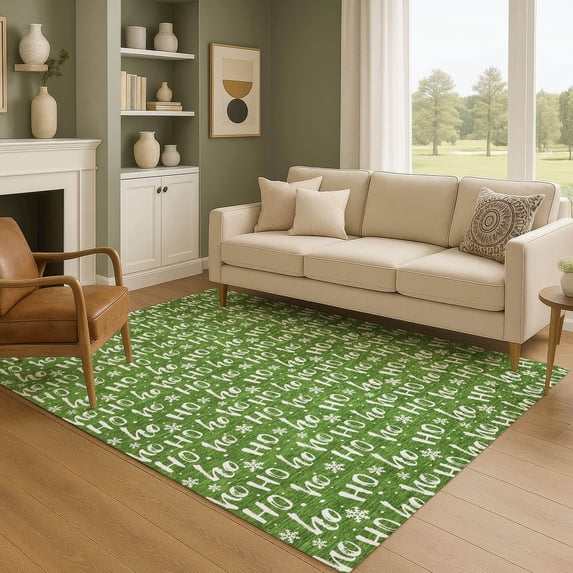 Addison Rugs Mayfield Premium Machine Washable Transitional Holiday Green Rectangle Rug, 8' x 10'