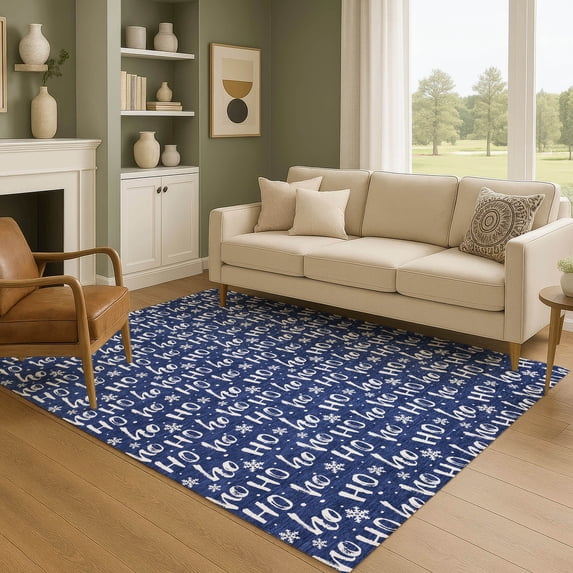 Addison Rugs Mayfield Premium Machine Washable Transitional Holiday Navy Rectangle Rug, 3' x 5'