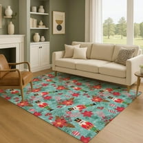 Addison Rugs Mayfield Premium Machine Washable Transitional Holiday Nutcracker Teal Rectangle Rug, 10' x 14'