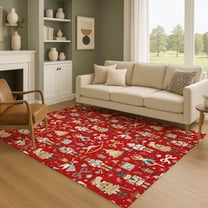 Addison Rugs Mayfield Premium Machine Washable Transitional Holiday Red Rectangle Rug, 10' x 14'