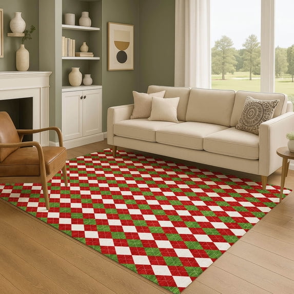 Addison Rugs Mayfield Premium Machine Washable Transitional Holiday Red Rectangle Rug, 5' x 7'6"