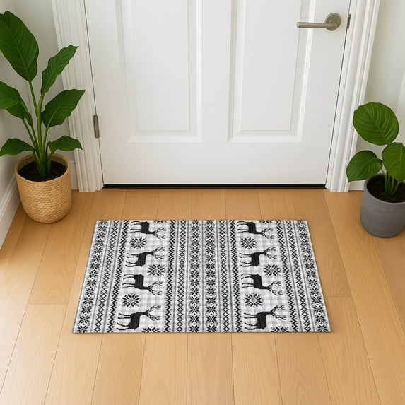 Addison Rugs Mayfield Premium Machine Washable Transitional Holiday Silver Rectangle Rug, 1'8" x 2'6"