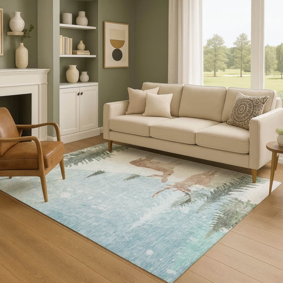 Addison Rugs Mayfield Premium Machine Washable Transitional Holiday Sky Rectangle Rug, 3' x 5'
