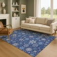 thumbnail image 1 of Addison Rugs Mayfield Premium Machine Washable Transitional Holiday Snowflake Navy Rectangle Rug, 9' x 12', 1 of 7