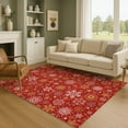 thumbnail image 1 of Addison Rugs Mayfield Premium Machine Washable Transitional Holiday Snowflake Red Rectangle Rug, 3' x 5', 1 of 7