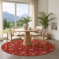 thumbnail image 1 of Addison Rugs Mayfield Premium Machine Washable Transitional Holiday Snowflake Red Round Rug, 8' x 8', 1 of 6