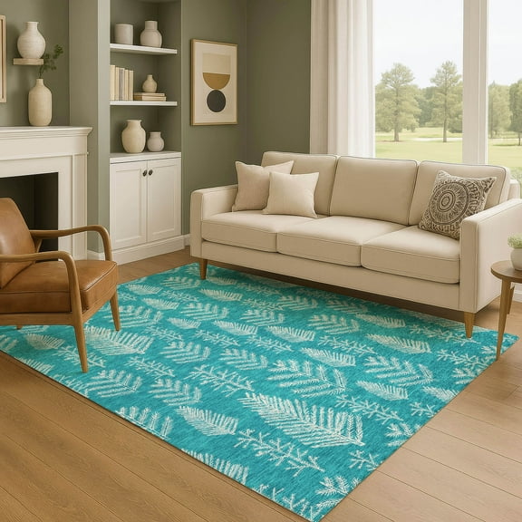 Addison Rugs Mayfield Premium Machine Washable Transitional Holiday Teal Rectangle Rug, 10' x 14'
