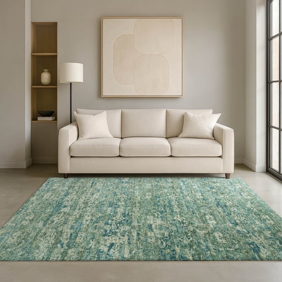 Addison Rugs Mayfield Premium Machine Washable Transitional Ikat Teal Rectangle Rug, 10' x 14'