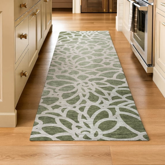 Addison Rugs Mayfield Premium Machine Washable Transitional Lattice Celery Runner Rug, 2'3" x 7'6"