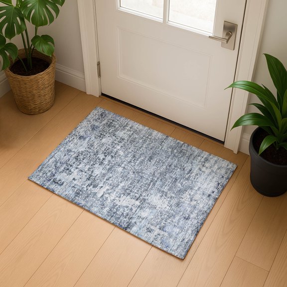 Addison Rugs Mayfield Premium Machine Washable Transitional Lattice Denim Rectangle Rug, 1'8" x 2'6"