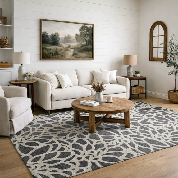 Addison Rugs Mayfield Premium Machine Washable Transitional Lattice Gray Rectangle Rug, 3' x 5'