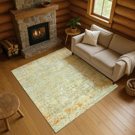 Addison Rugs Mayfield Premium Machine Washable Transitional Lattice Sage Rectangle Rug, 9' x 12'