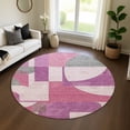 thumbnail image 1 of Addison Rugs Mayfield Premium Machine Washable Transitional Mid Century Blush Round Rug, 8' X 8' Machine Washable Transitional Mid Century Blush Oversized Sherpa Throw Blanket, 1 of 6