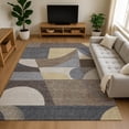 thumbnail image 1 of Addison Rugs Mayfield Premium Machine Washable Transitional Mid Century Brown Rectangle Rug, 3' X 5' Machine Washable Transitional Mid Century Brown Oversized Sherpa Throw Blanket, 1 of 7