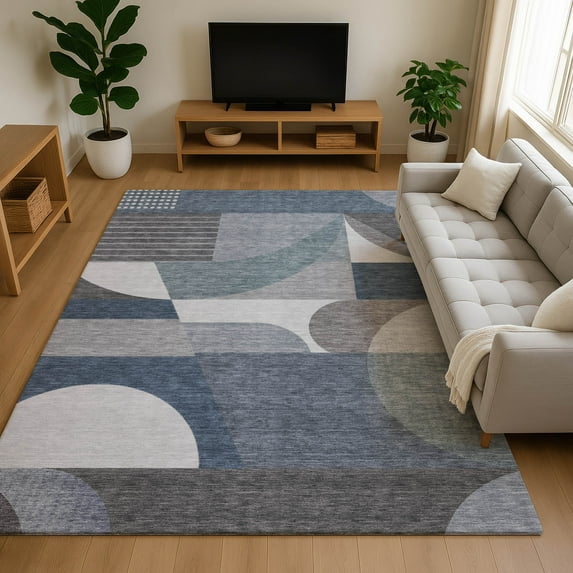 Addison Rugs Mayfield Premium Machine Washable Transitional Mid Century Gray Rectangle Rug, 9' X 12' Machine Washable Transitional Mid Century Gray Oversized Sherpa Throw Blanket