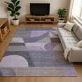 thumbnail image 1 of Addison Rugs Mayfield Premium Machine Washable Transitional Mid Century Purple Rectangle Rug, 2'6" X 3'10" Machine Washable Transitional Mid Century Purple Oversized Sherpa Throw Blanket, 1 of 7