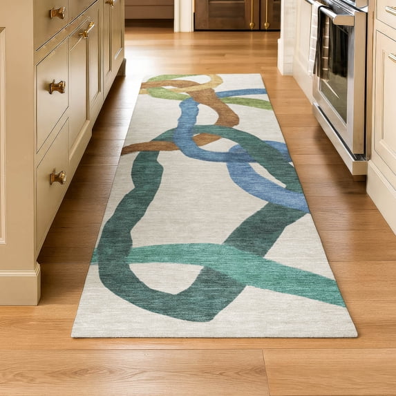 Addison Rugs Mayfield Premium Machine Washable Transitional Mid-century Modern Beige Runner Rug, 2'3" x 7'6"