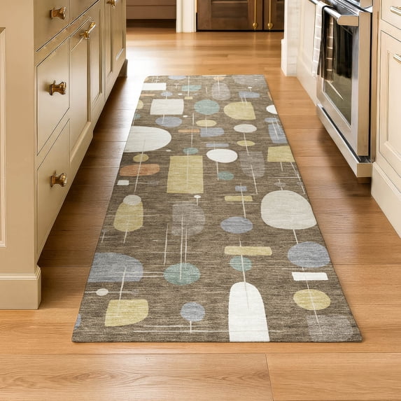 Addison Rugs Mayfield Premium Machine Washable Transitional Mid-century Modern Chocolate Runner Rug, 2'3" x 7'6"