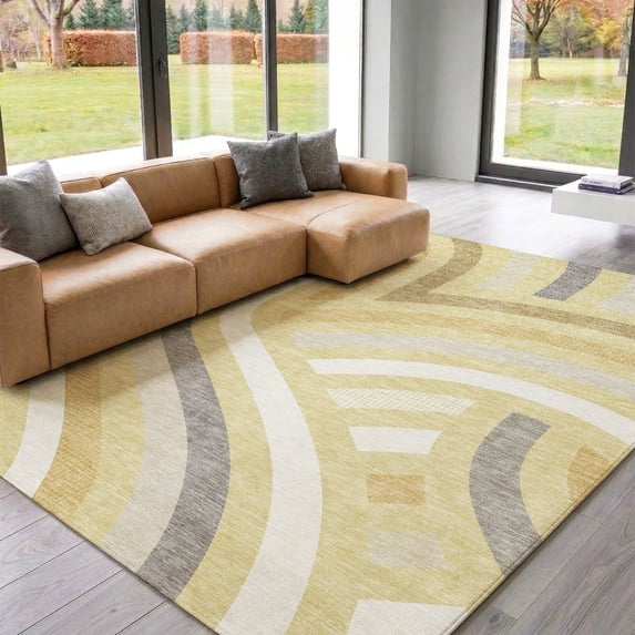 Addison Rugs Mayfield Premium Machine Washable Transitional Mid-century Modern Wheat Rectangle Rug, 10' x 14'