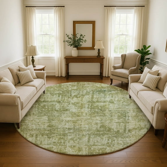 Addison Rugs Mayfield Premium Machine Washable Transitional Modern Aloe Round Rug, 8' X 8' Machine Washable Transitional Modern Aloe Oversized Sherpa Throw Blanket