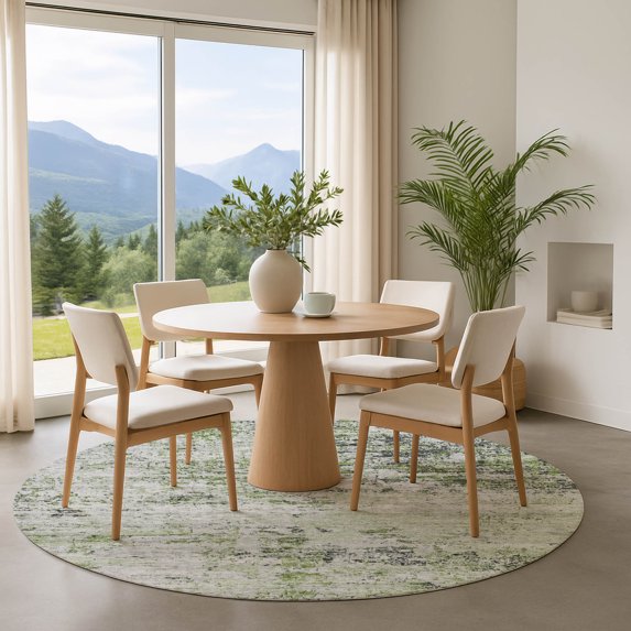 Addison Rugs Mayfield Premium Machine Washable Transitional Modern Aloe Round Rug, 8' x 8'