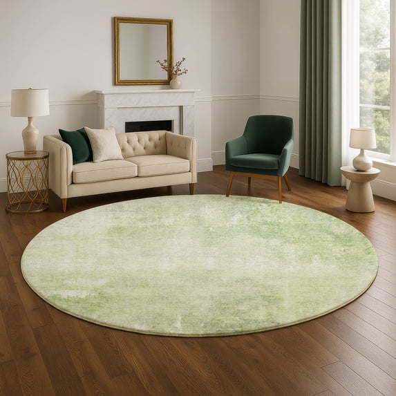 Addison Rugs Mayfield Premium Machine Washable Transitional Modern Aloe Round Rug, 8' x 8'
