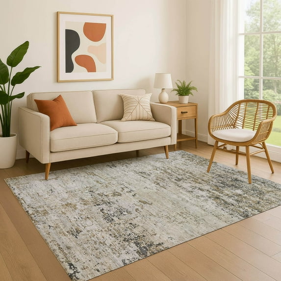 Addison Rugs Mayfield Premium Machine Washable Transitional Modern Beige Rectangle Rug, 10' x 14'