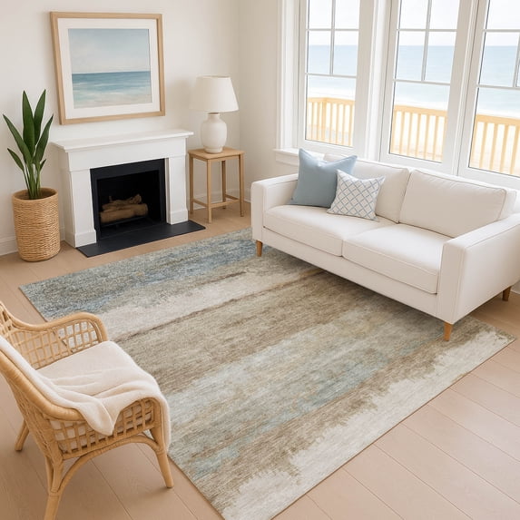 Addison Rugs Mayfield Premium Machine Washable Transitional Modern Beige Rectangle Rug, 3' x 5'