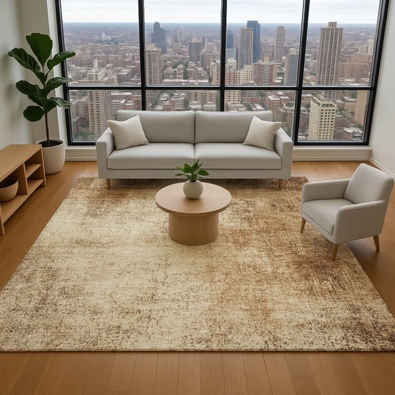 Addison Rugs Mayfield Premium Machine Washable Transitional Modern Beige Rectangle Rug, 5' x 7'6"