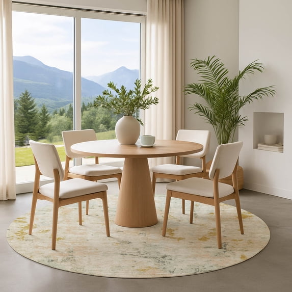 Addison Rugs Mayfield Premium Machine Washable Transitional Modern Beige Round Rug, 8' x 8'