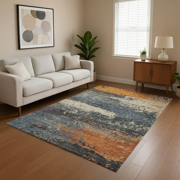 Addison Rugs Mayfield Premium Machine Washable Transitional Modern Blue Rectangle Rug, 10' x 14'