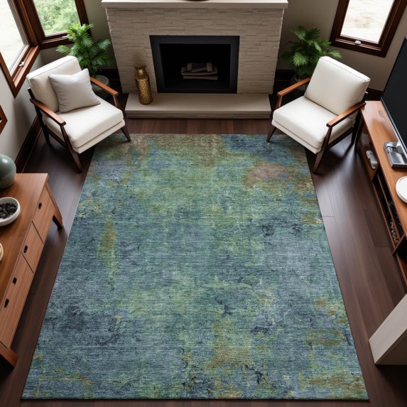 Addison Rugs Mayfield Premium Machine Washable Transitional Modern Blue Rectangle Rug, 10' x 14'