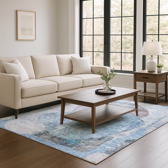 Addison Rugs Mayfield Premium Machine Washable Transitional Modern Blue Rectangle Rug, 2'6" X 3'10" Machine Washable Transitional Modern Blue Oversized Sherpa Throw Blanket